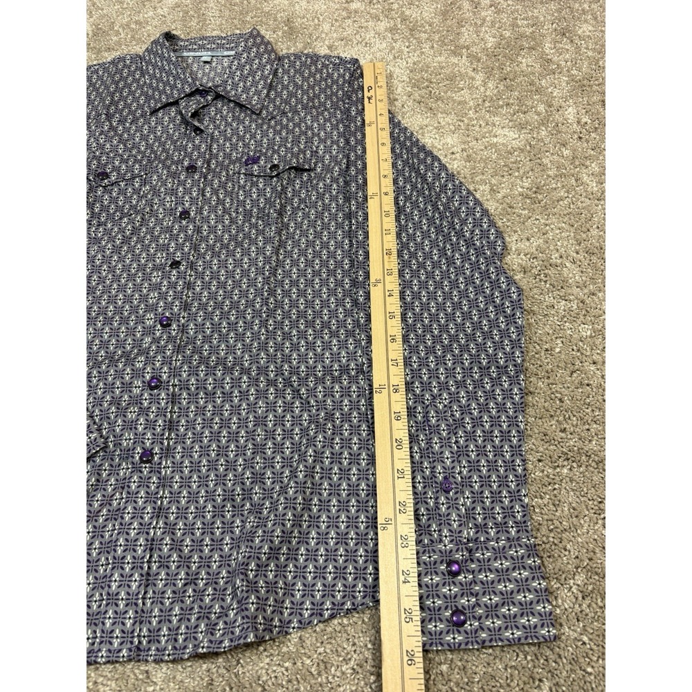 Cinch Men's Medium Purple Geometric Print Pearl Snap Western Shirt MSW920 Cotton - Picture 6 of 10